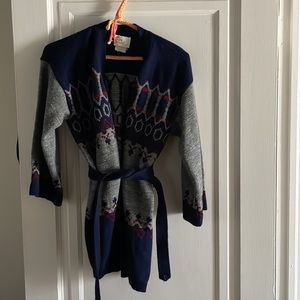 Vintage Kimono Open Front Belted Sweater